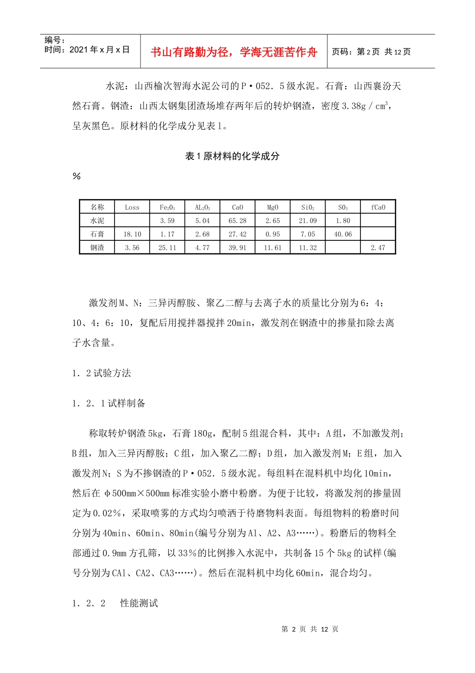 激发转炉钢渣制备高活性辅助胶凝材料探讨_第2页