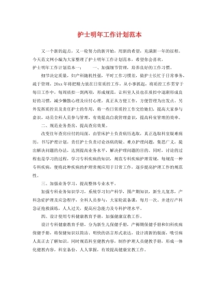 护士明年工作计划范本 