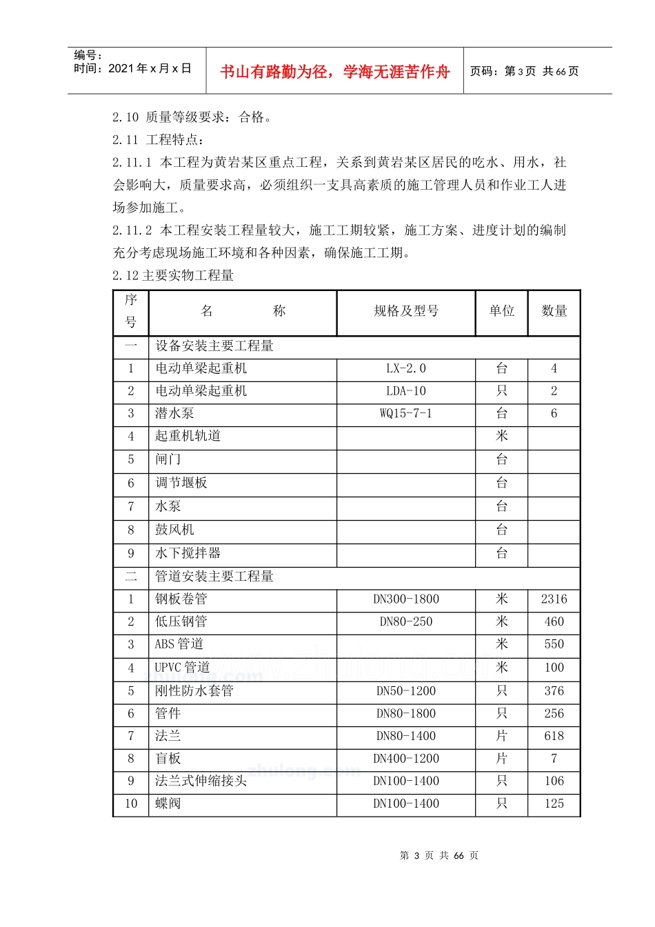 某城市供水工程新水厂机电设备、工艺管道安装工程施工组织设计-_第3页