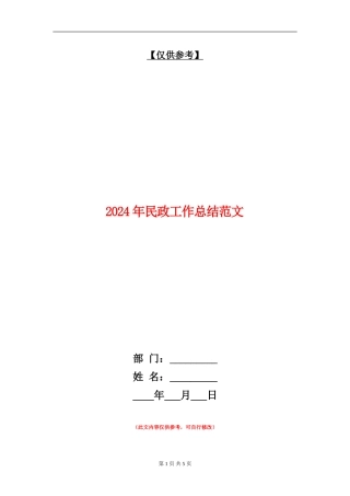 2024年民政工作总结范文