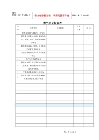 燃气安全检查表