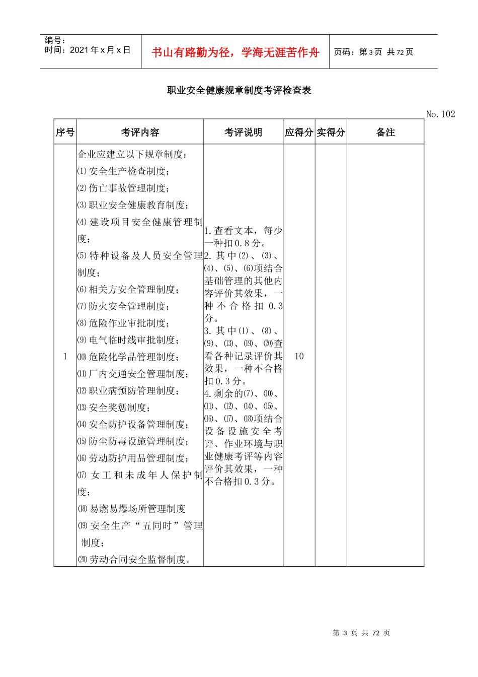 机械制造企业考评检查表汇编_第3页