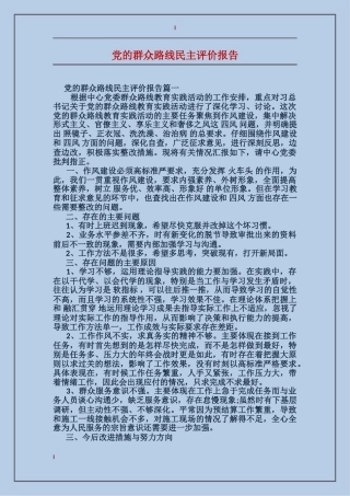 党的群众路线民主评价报告