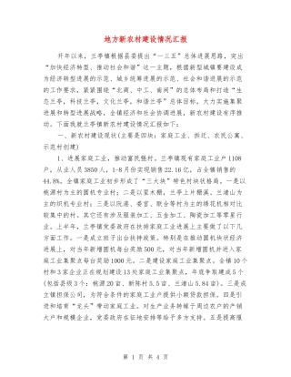 地方新农村建设情况汇报