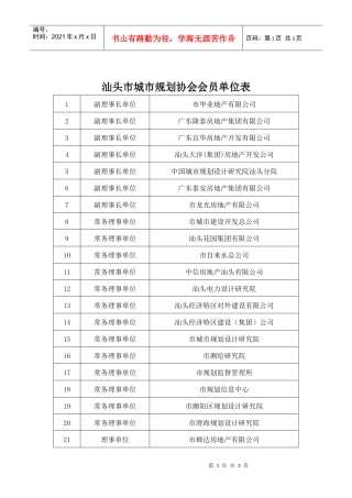 汕头市城市规划协会会员单位表