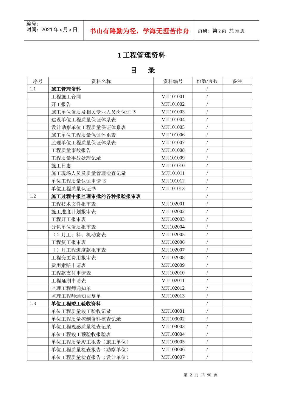 机电安装工程技术资料表格_第2页