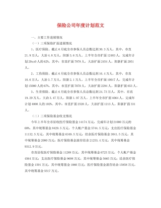 保险公司年度计划范文 