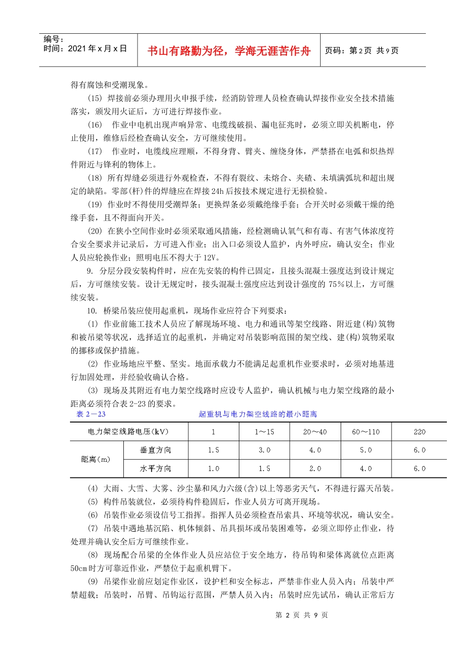 混凝土梁桥架设工程安全技术交底_第2页