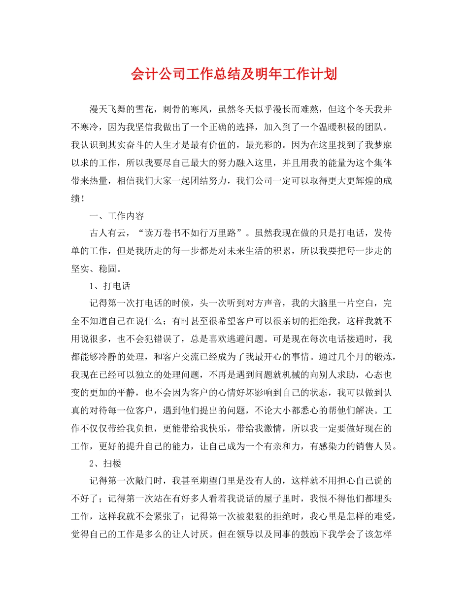 会计公司工作总结及明年工作计划 _第1页