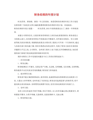 财务经理的年度计划 