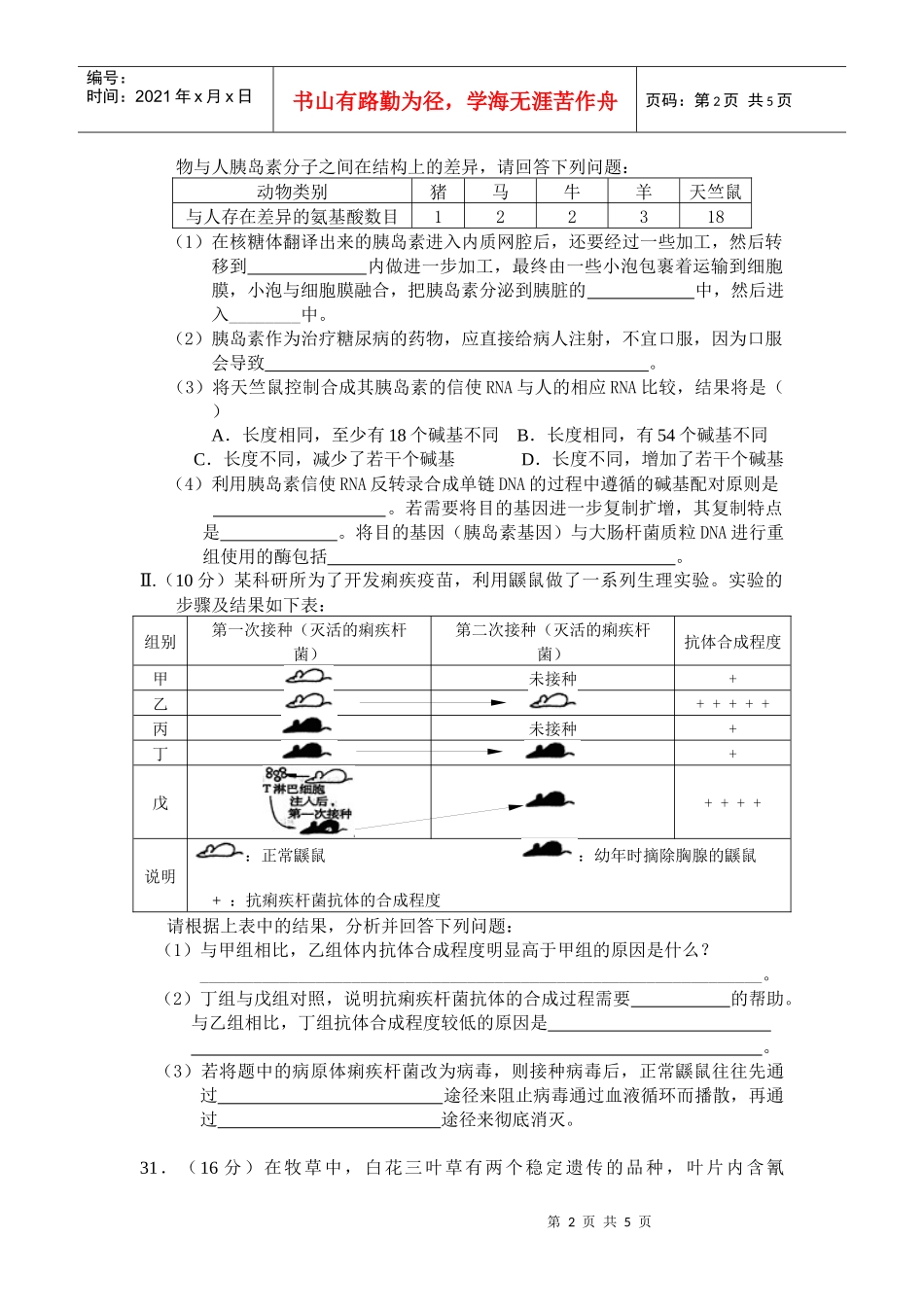 湖北省黄冈市09届二轮生物备考会参评试题(8_第2页