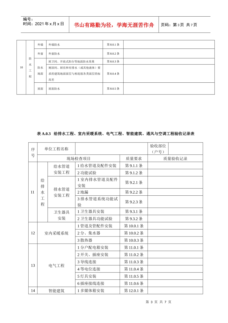 江苏住宅工程质量分户验收记录_第3页
