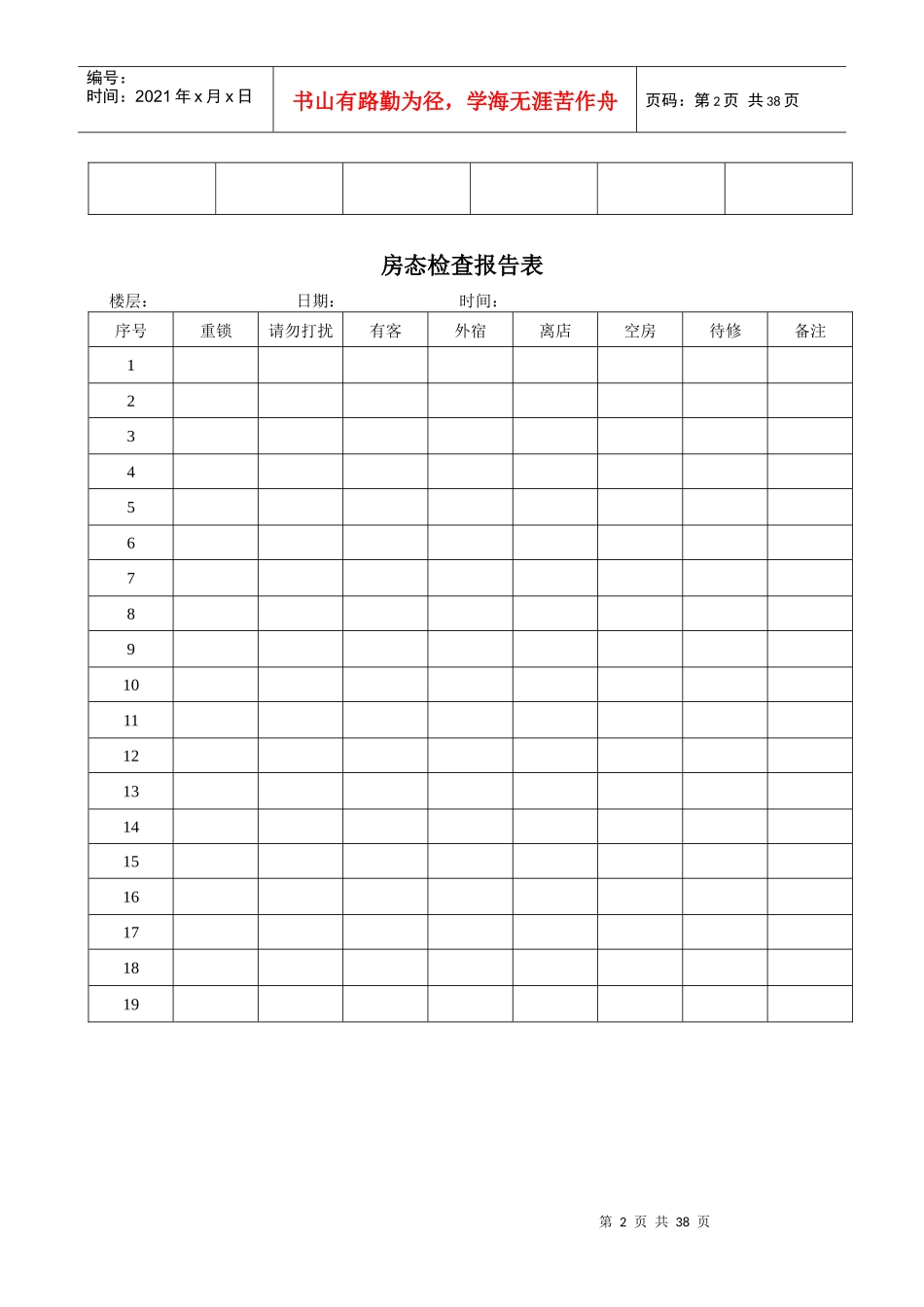星级酒店客房部表格大全33中英_第2页
