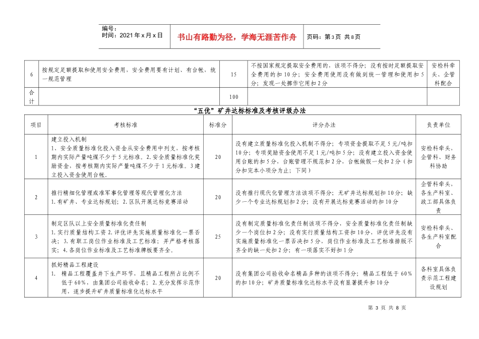 河南省 “五优”矿井创建标准及考核评级办法_第3页