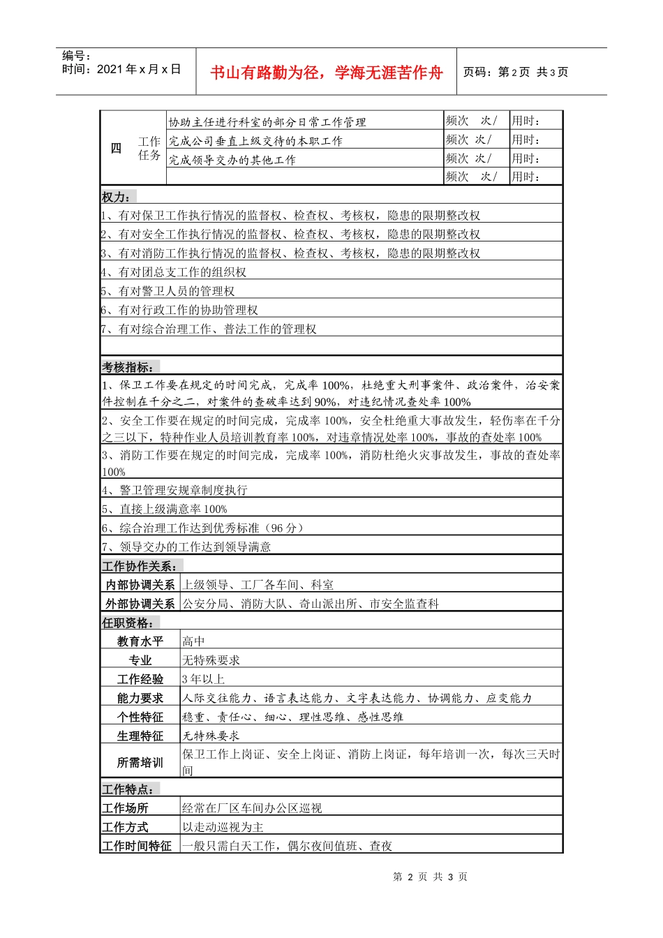 某啤酒企业分厂行政办公室副主任岗岗位说明书_第2页