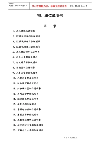 物业公司职位说明书(套)