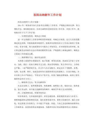 医院出纳新年工作计划 