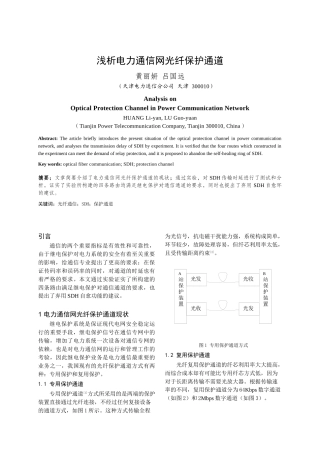 浅析电力通信网光纤保护通道