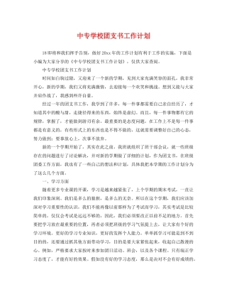 中专学校团支书工作计划 