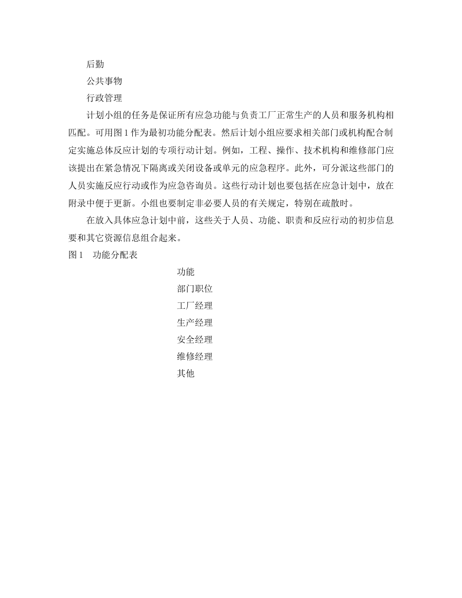 《安全管理应急预案》之应急计划编制预先人员和功能辨识_第2页