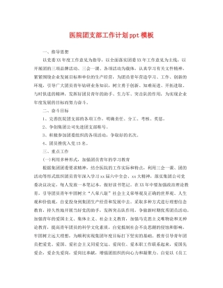 医院团支部工作计划ppt模板 