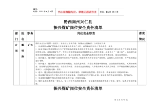 煤矿岗位安全责任清单(定稿)