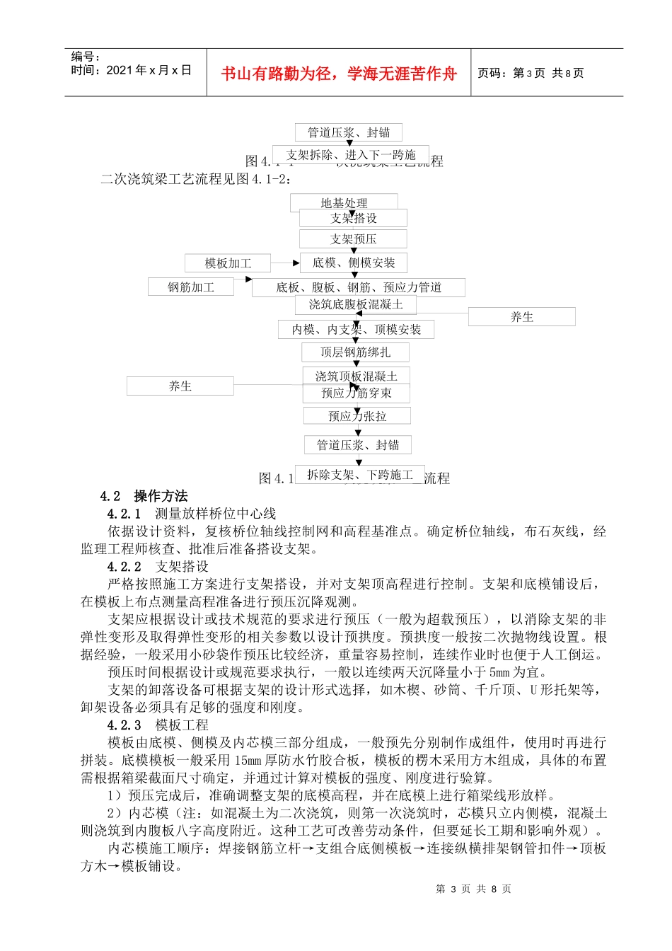 混凝土连续箱梁满堂支架现浇施工工艺标准_第3页