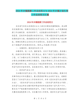 2024年乡镇能源工作总结范文与2024年乡镇计划生育工作总结范文汇编