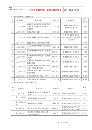 现行及废止的自治区工程建设标准和标准设计总目录