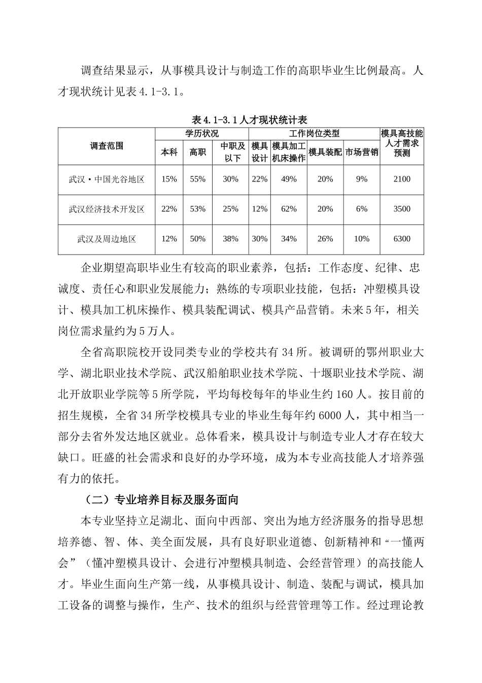 武汉职业技术学院模具设计与制造专业建设方案_第3页