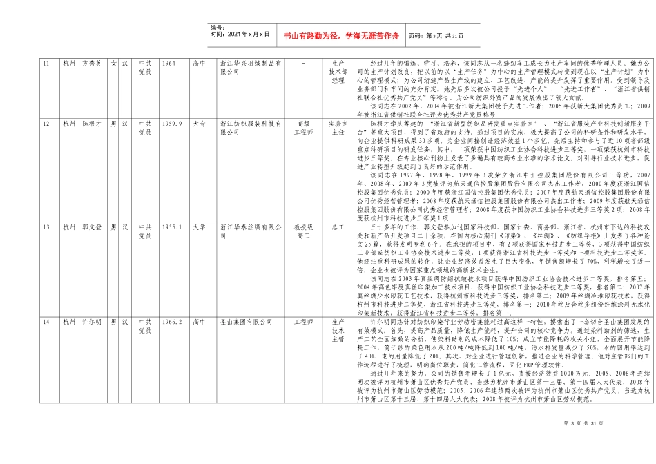 浙江省纺织劳模汇总表_第3页