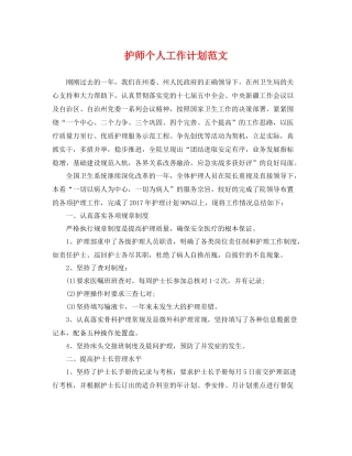 护师个人工作计划范文 