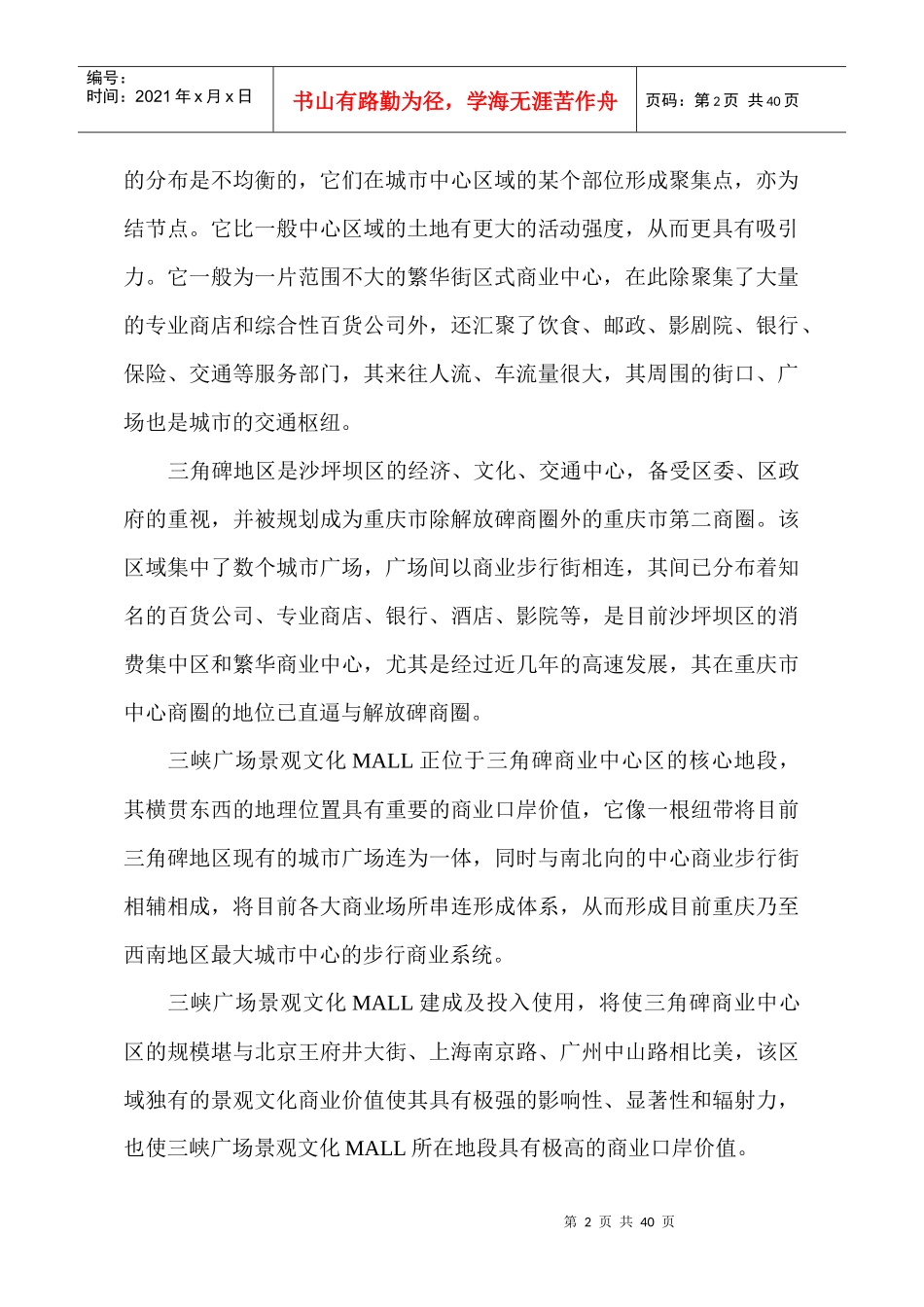 某某广场MALL物业投资分析报告_第2页