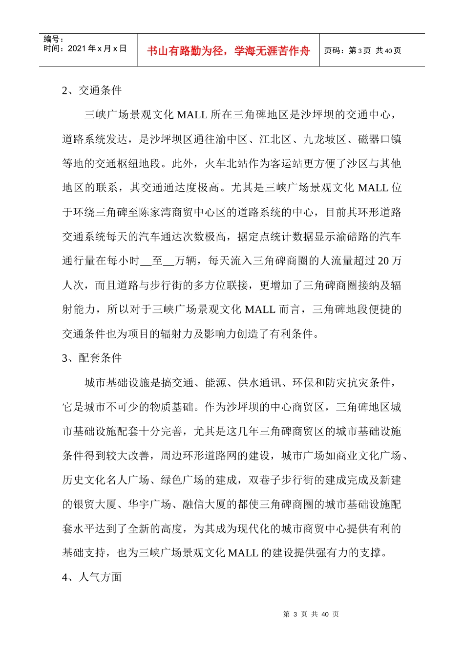 某某广场MALL物业投资分析报告_第3页