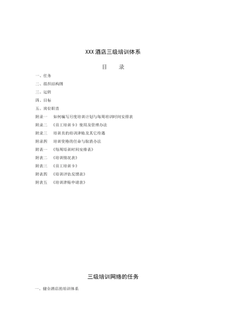 某酒店三级培训体系
