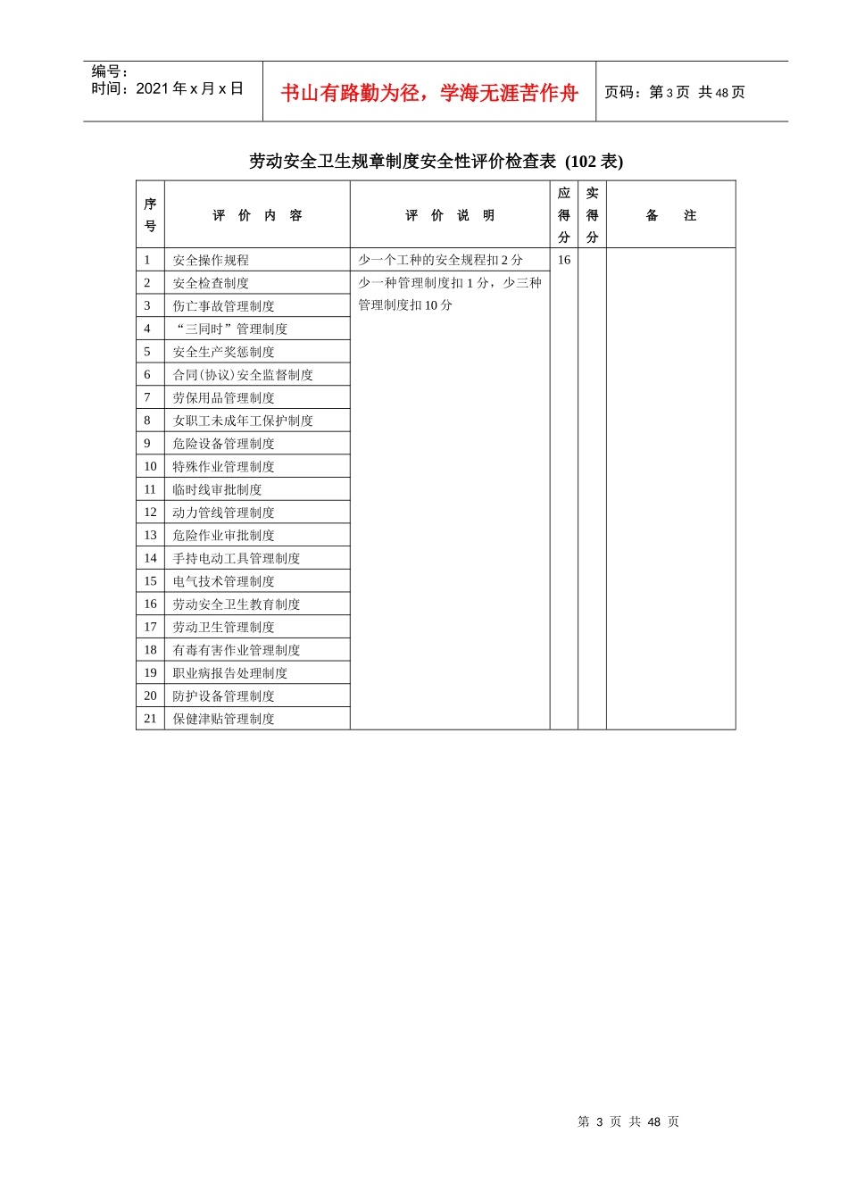 机械工厂安全性评价检查表_第3页