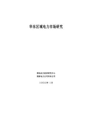 某区域电力市场研究报告