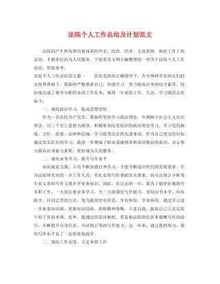 法院个人工作总结及计划范文 