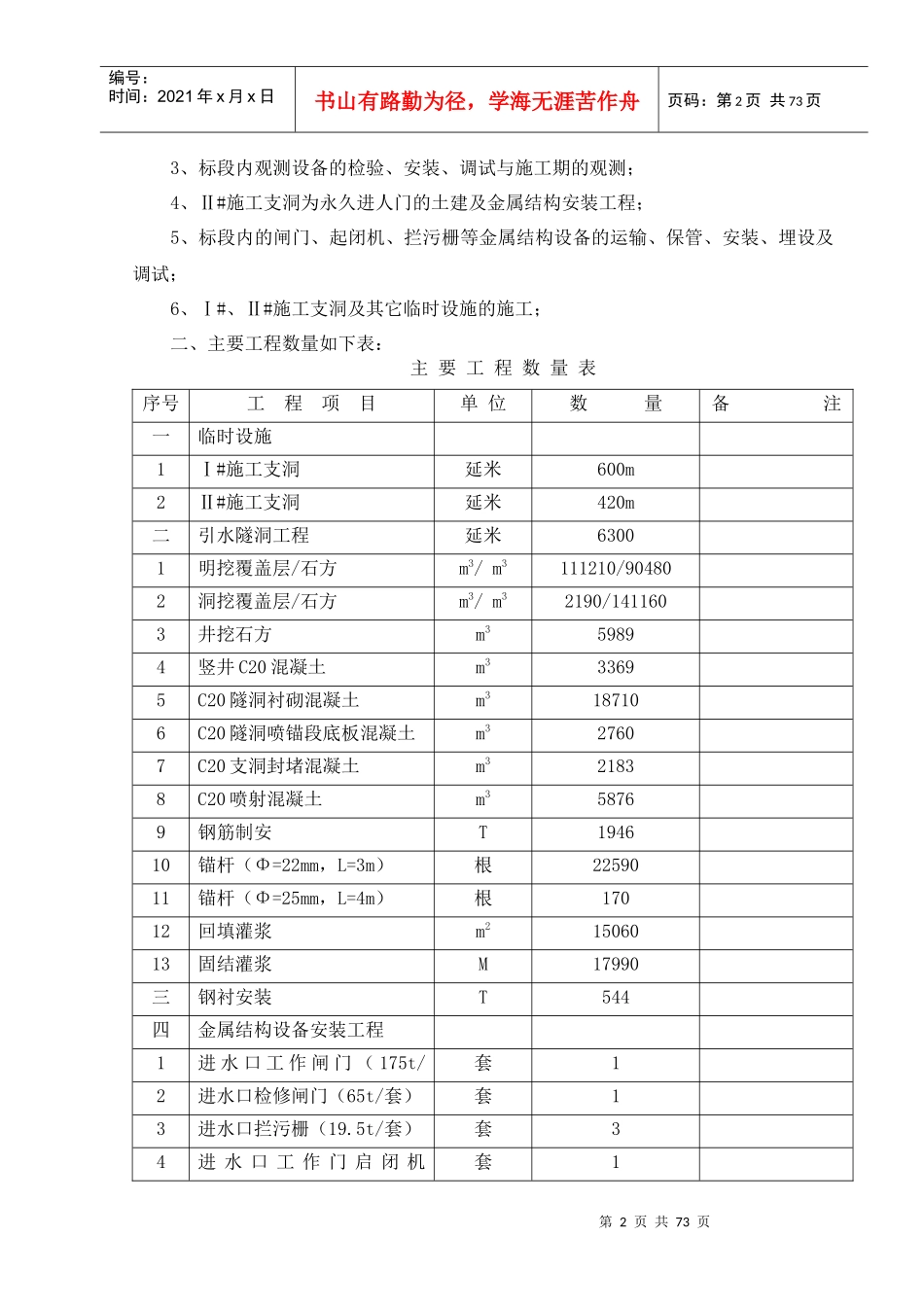 水电站引水隧洞工程施工组织设计方案_第2页