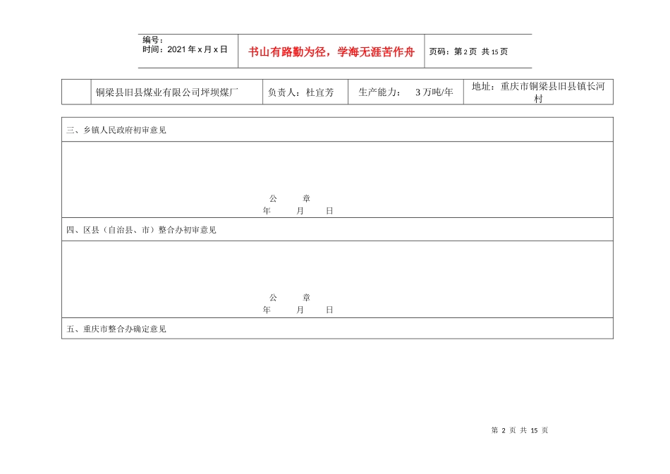 煤矿企业资产整合申报表_第2页