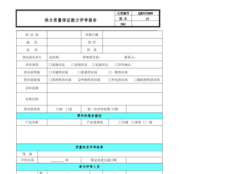 供应商现场审核检查表_第1页