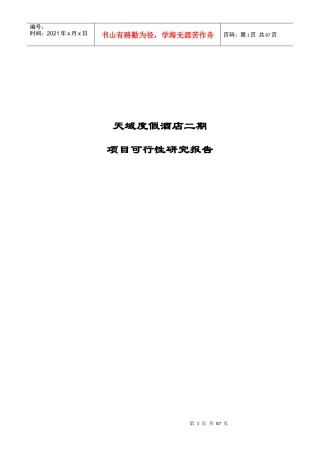 海南三亚·天域度假酒店可行性研究报告