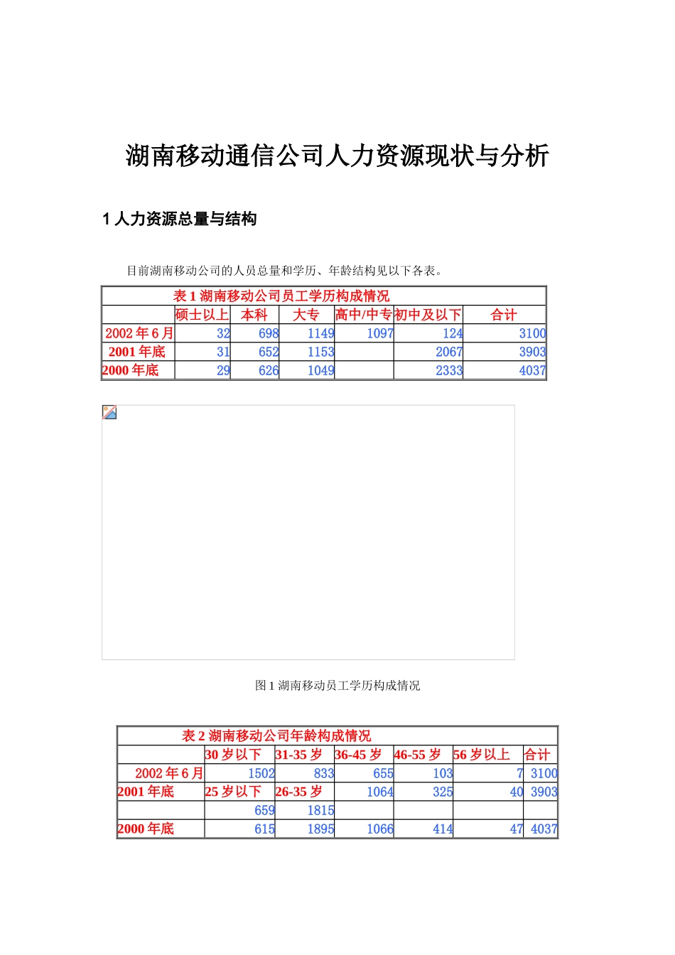 湖南移动通信人力资源现状与分析_第1页