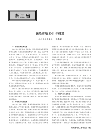 浙江省保险市场概况