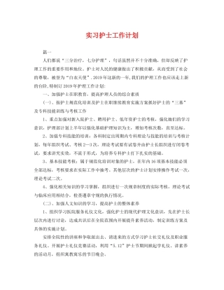 实习护士工作计划 