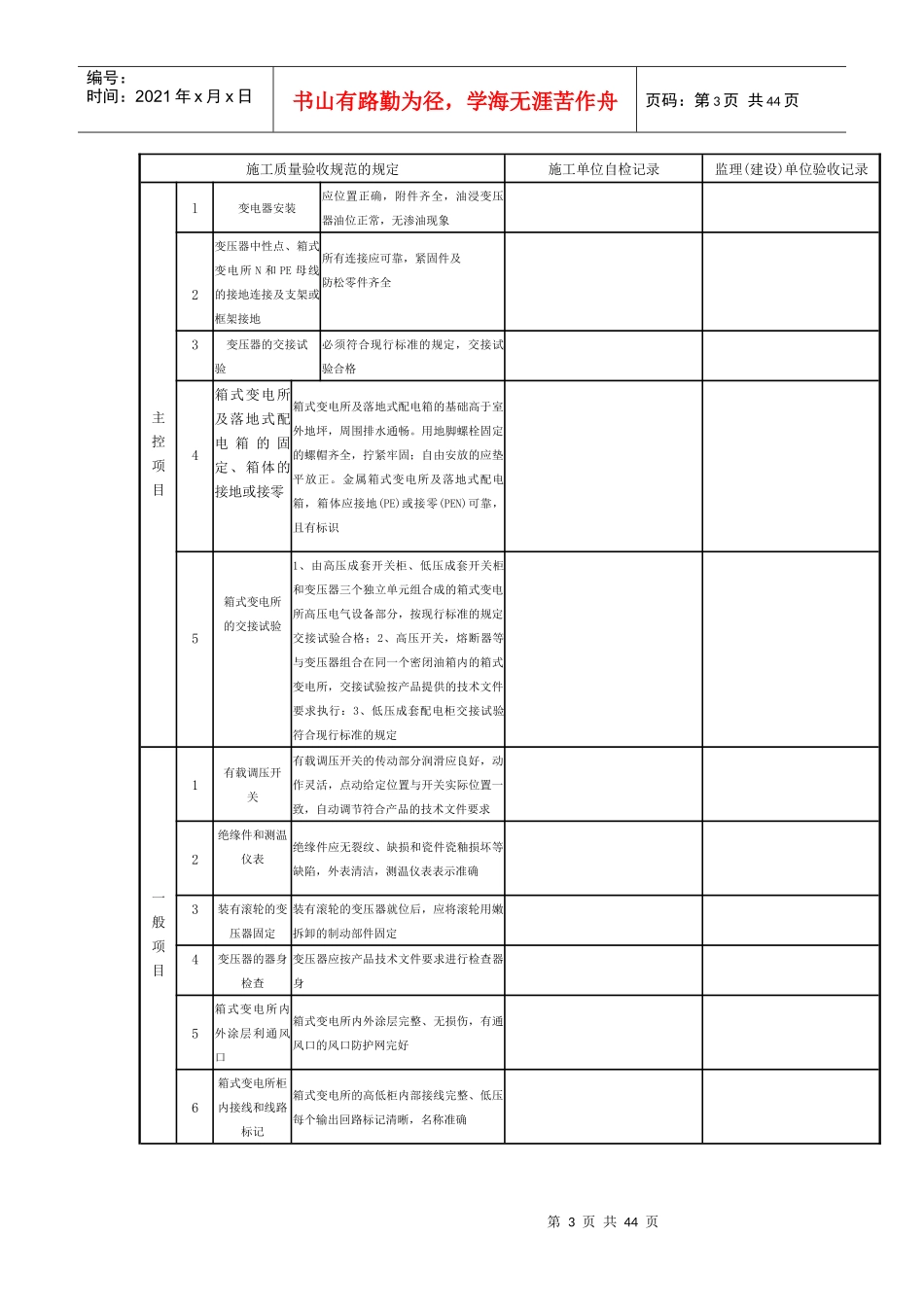 架空线路及杆上电气设备安装检验批质量验收记录_第3页