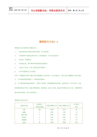 橡胶配方资料大全