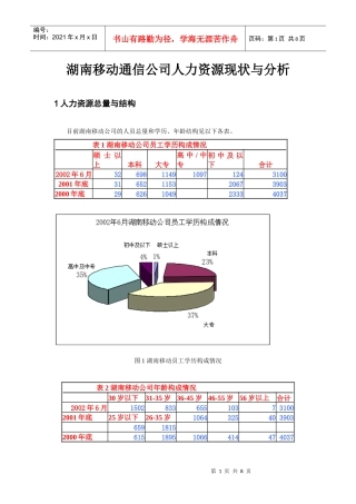 湖南移动通信公司人力资源现状与分析