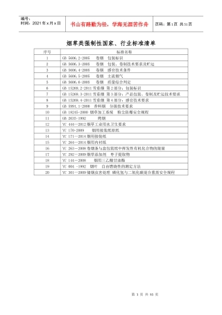最新烟草累强制性国家、行业标准清单