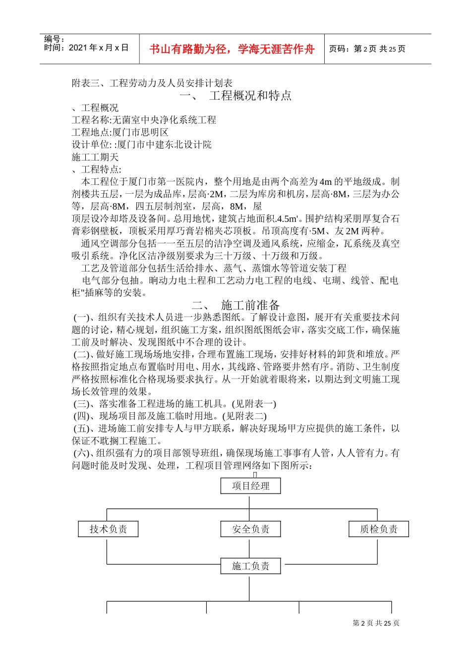 洁净空调工程施工组织设计(DOC25页)_第2页